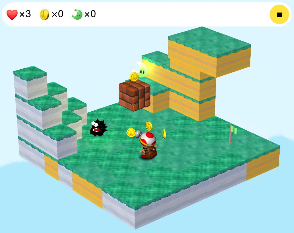 Example of a game level during play mode